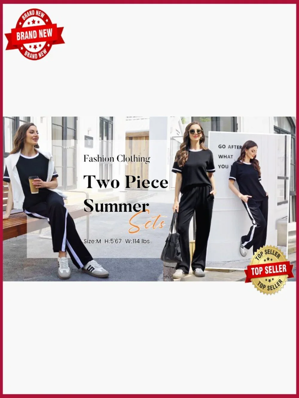 2 Piece Lounge Set Matching Summer Outfits Wide Leg Pants with Pockets